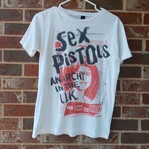 Vintage 2005 Sex Pistols Anarchy in the UK God save the Queen white tee Size S
